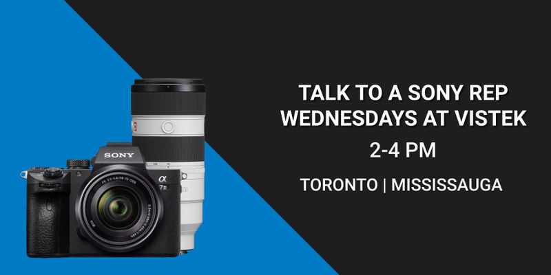 Graphic for Talk to a Sony Rep Wednesdays at Vistek - Wednesdays in May 2023