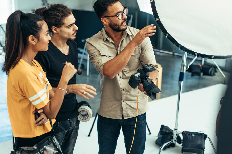 Students learning photography