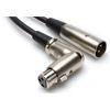 HOSA 3-Pin XLR Male to XLR Angled Female Balanced Interconnect Cable - 1.5'