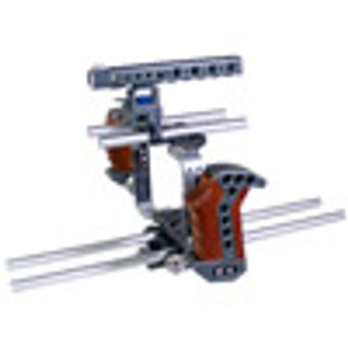 HDSLR Support C4 Lux Camera Cage for Blackmagic Cinema Camera (with wooden handles)