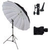 72" Black/White Parabolic Umbrella Kit with Large Light Stand, Umbrella Holder and Cold Shoe