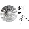 72" Black/Silver Parabolic Umbrella Kit with Large Light Stand, Umbrella Holder and Cold Shoe
