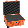 1560 Case Orange w/Foam w/Retractable Handle & Wheels