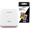 Canon IVY Mini Photo Printer 2 x 3 Rose Gold With ZINK 2 x 3 - 20 Pack Paper