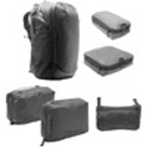 Peak Design Travel Backpack 45L w/ Sm & Md Packing Cubes, Tech & Wash Pouches and Rain Fly - BLACK