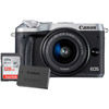 Canon EOS M6 Mirrorless Camera Kit w/ EF-M 15-45mm -6.3 IS STM Silver W/ LP-E17 Battery & 128GB Card