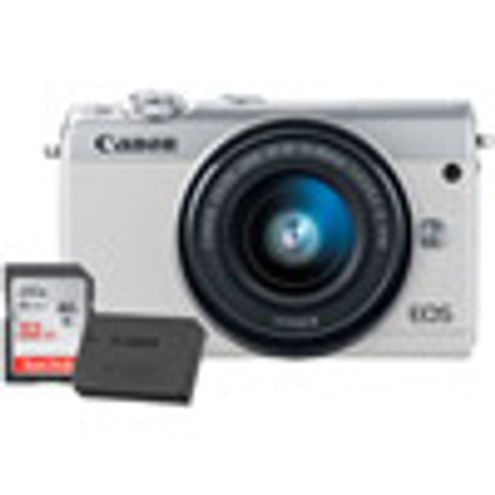 Canon EOS M100 Mirrorless Camera with 15-45 Kit White With LP-E12 Battery And 32GB Memory Card