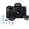 Canon EOS M50 Mirrorless Camera w/ EF-M 15-45mm with 32GB SDHC Card and Cleaning Kit