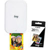 IVY 2 Mini Photo Printer Pure White With ZINK 2 x 3 - 20 Pack Paper