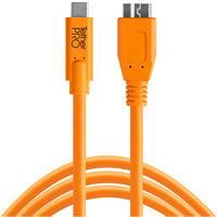 TetherPro USB Type-C Male to Micro-USB 3.0 Type-B Male Cable (15', Orange)