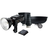BRiHT-360 TTL With Honeycomb Grid,Tele Reflector, Beauty Dish,Lithium-Ion Battery&Snoot