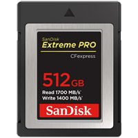 Extreme Pro 512GB CFexpress Type B Card, 1700MB/s read & 1400MB/s write speeds
