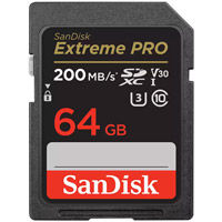 Extreme Pro 64GB SDXC UHS-I U3 Class 10 V30 Memory Card (200MB/s read & 90MB/s write speeds)