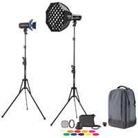 FJ100 100Ws Off-Camera Strobe with FJ-T1 M Multi- Brand Trigger (2-Light Backpack Kit)