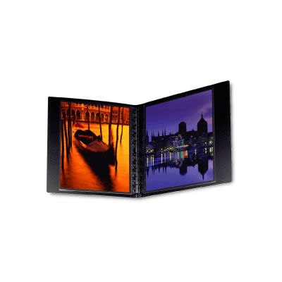 9" x 12" Presentation Book Multi-Ring Refillable Binder Black, 10 Pages