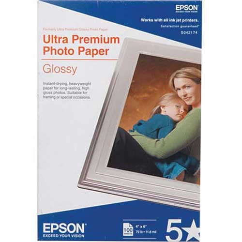 Epson 4x6 Ultra Premium Glossy Photo Paper - 100 Sheets S042174 Glossy  Photo Quality - Vistek Canada Product Detail