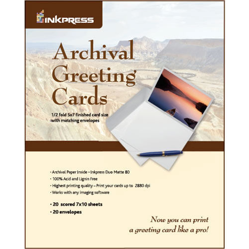 7"x10" / 5"x7" Duo Matte 20 Archival Greeting / Scored Cards with Envelopes
