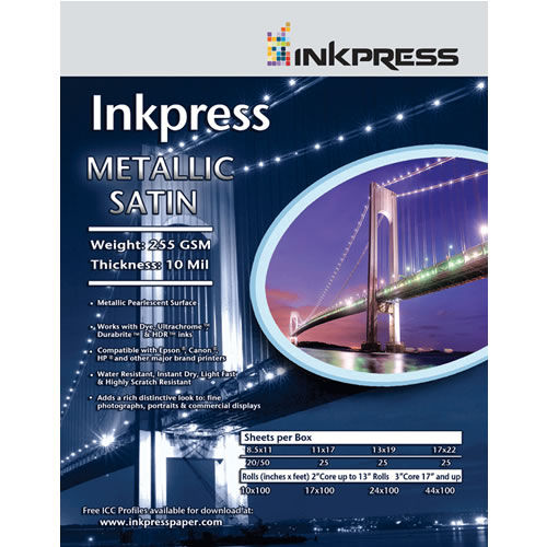 5" x 7" Metallic Paper Satin 255gsm 10mil 50 Sheets