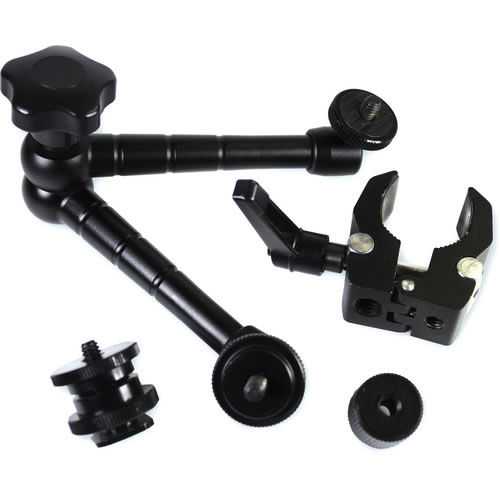 10" Articulated Arm w/Ballhead and Shoe Adapter, Super Clamp