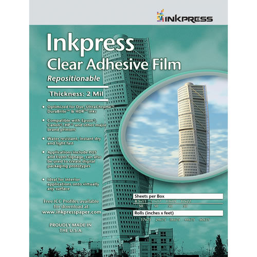 36" x 75' Repositionable Adhesive Clear Film 2 mil Roll