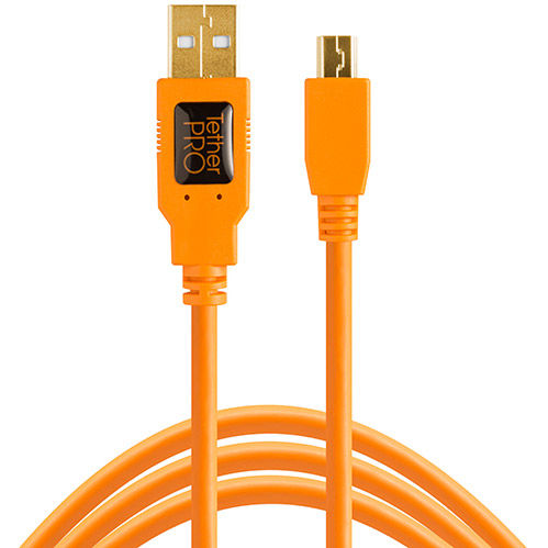 USB 2.0 to Mini B Cable, 15 ft 5 pin, Hi-Visibility - Orange