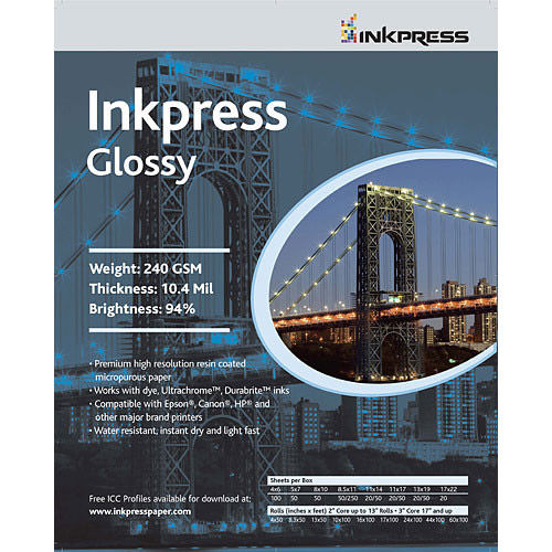 5" x 7" Glossy 240gsm 10.4 Mil 50 Sheets
