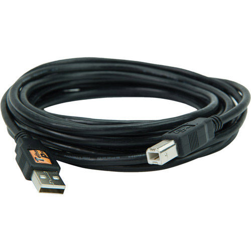 TetherPro USB 2.0 Male A to Type B, 15' Black