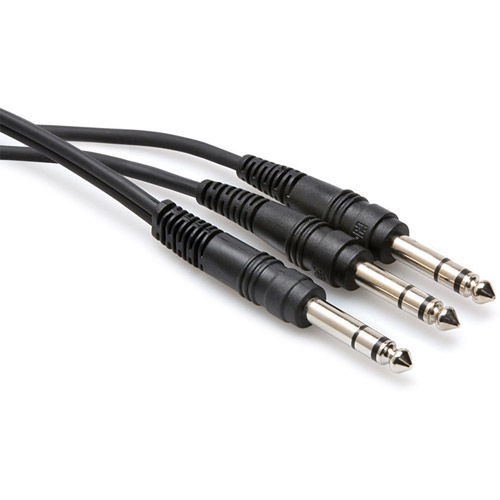 Y Cable, 1/4 in TRS to Dual 1/4 in TRS, 3 ft