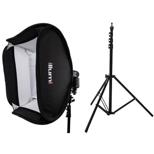 19" x 19" Speedlight Collapsible  Softbox Kit - White with Tilthead Bracket and Medium Light Stand