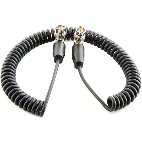 Coiled SDI Cable with Right Angle Connectors (20")