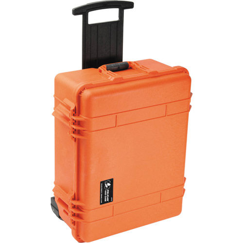 1560 Case Orange  No Foam w/Retractable Handle & Wheels