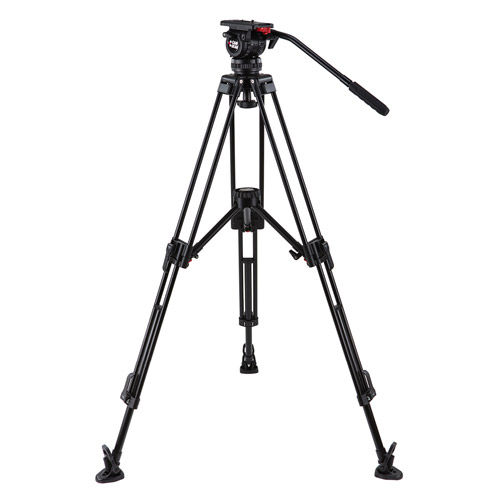 DV6PMSAL Video Tripod Kit With DV6P Head, T75 Aluminum Tripod with Mid-Level Spreader, and Case