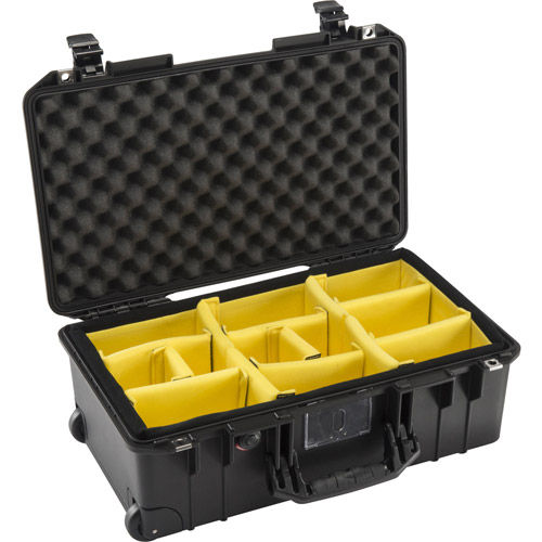 1535 Air Case Black w/Padded Dividers, w/ Retractable Handle & Wheels