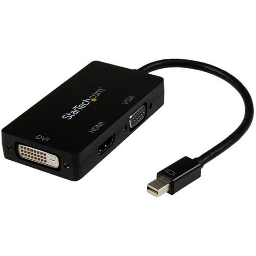 Travel A/V adapter: 3-in-1 Mini DisplayPort to VGA DVI or HDMI Converter