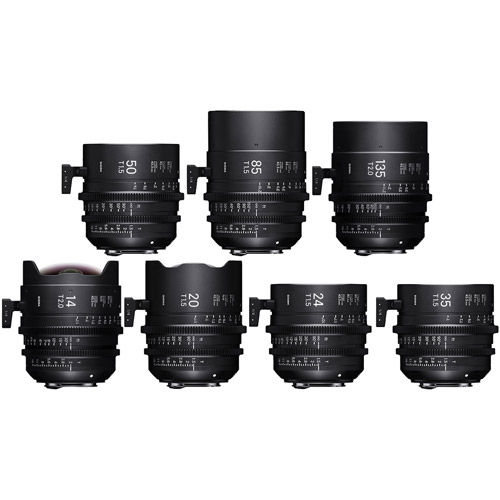 7pc Cine Prime Lens Kit (Sony E) 14/135mm T2 FF + 20/24/35/50/85mm T1.5 + Cases PMC-002/003