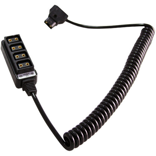 4-Way D-Tap Splitter Cable Converter (Coiled Cable) 20 to 36 Inch Cable