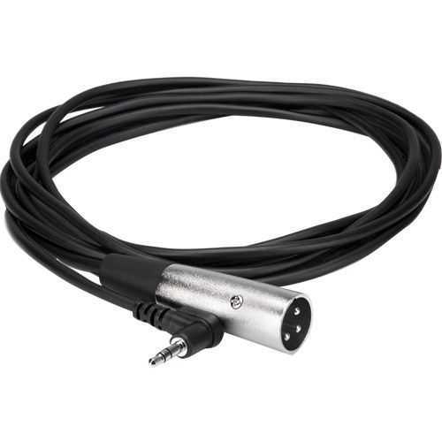 Camcorder Microphone Cable, Right-angle 3.5mm TRS to XLR3M, 1 ft