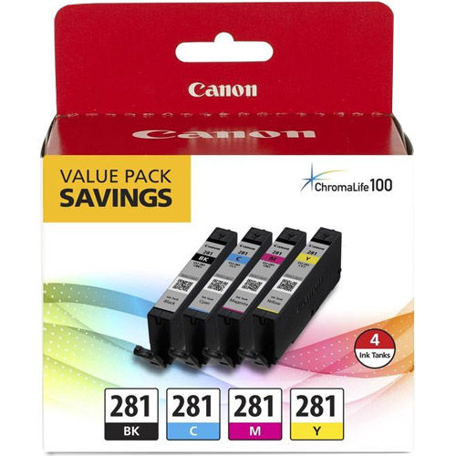 CLI-281 - BK,C,M,Y 4-Color Ink Tank Value Pack