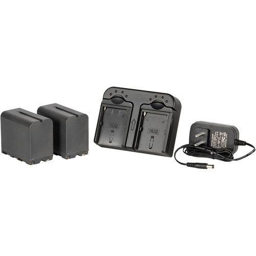 DV Battery Kit w/ 2x NP-F970 Li-ion Batteries w/ Dual Battery charger