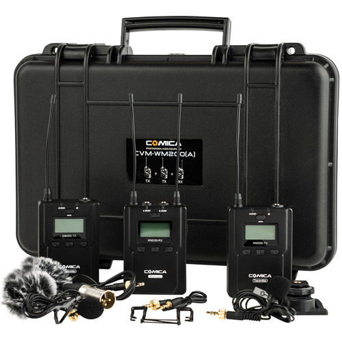120m Range Dual Mic Kit (AA Battery) 2 Lav, 2 TX, 1 RX
