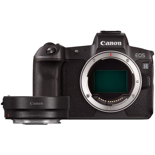 Canon EOS R with lens front view