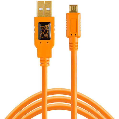 Starter Tethering Kit w/ USB 2.0 Micro-B 5 Pin Cable 15' - Orange