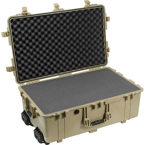 1650 Case Desert Tan with Foam, Retractable Handle and Wheels