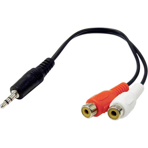 6" Audio Adapter 3.5mm Stereo to 2 RCA (Y) (Female/ Female)