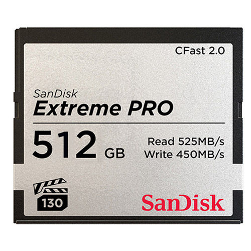 Sandisk Extreme Pro 512GB Cfast 2.0 Card 525MB/s read & 450MB/s