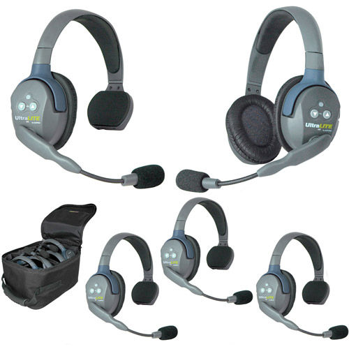 UL541 UltraLITE 5 Person System w/ 4 Single 1 Double Headsets, Batteries, Charger & Case