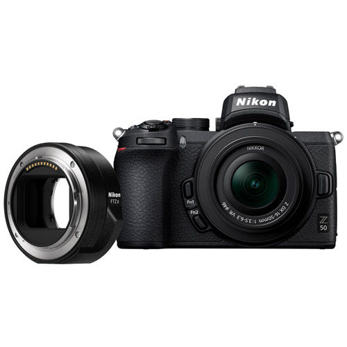 Z50 Mirrorless Kit w/ Z DX 16-50mm f/3.5-6.3 VR Lens & NIKKOR FTZ II Mount Adapter