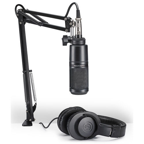 Audio Technica AT2020 Studio Microphone Pack with ATH-M20x, Boom