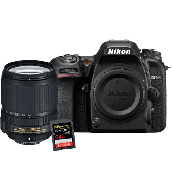 Nikon D7500 Kit w/ AF-S DX NIKKOR 18-140mm VR Lens & Extreme Pro 64GB SDXC Card