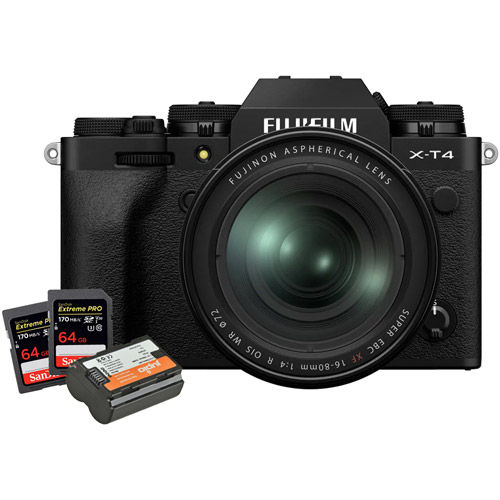 Fujifilm X-T4 Mirrorless Kit Black w/ XF 16-80mm f/4 R OIS WR Lens